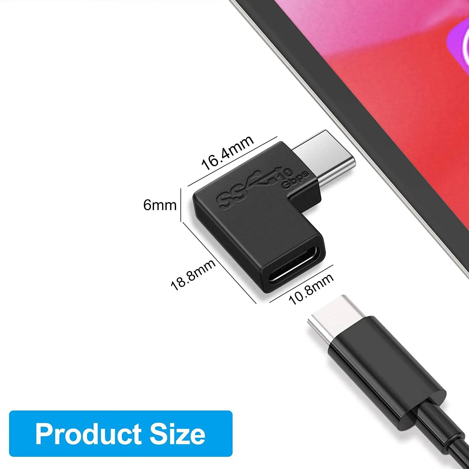 

10Gbps 90 Degree USB Type C Male to Female Converter USB C Adapter For Mobile Phone Laptop Portable Connector