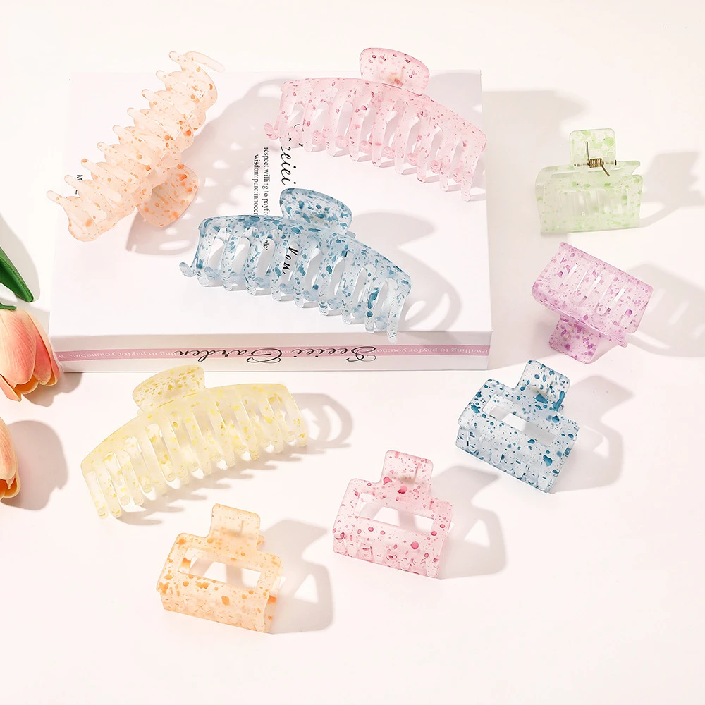 Pinza para el pelo de gelatina colorida para mujer, pinza para el pelo de plástico resistente, pinzas pequeñas de gran tamaño, horquilla de cangrejo, accesorios para el cabello, regalo