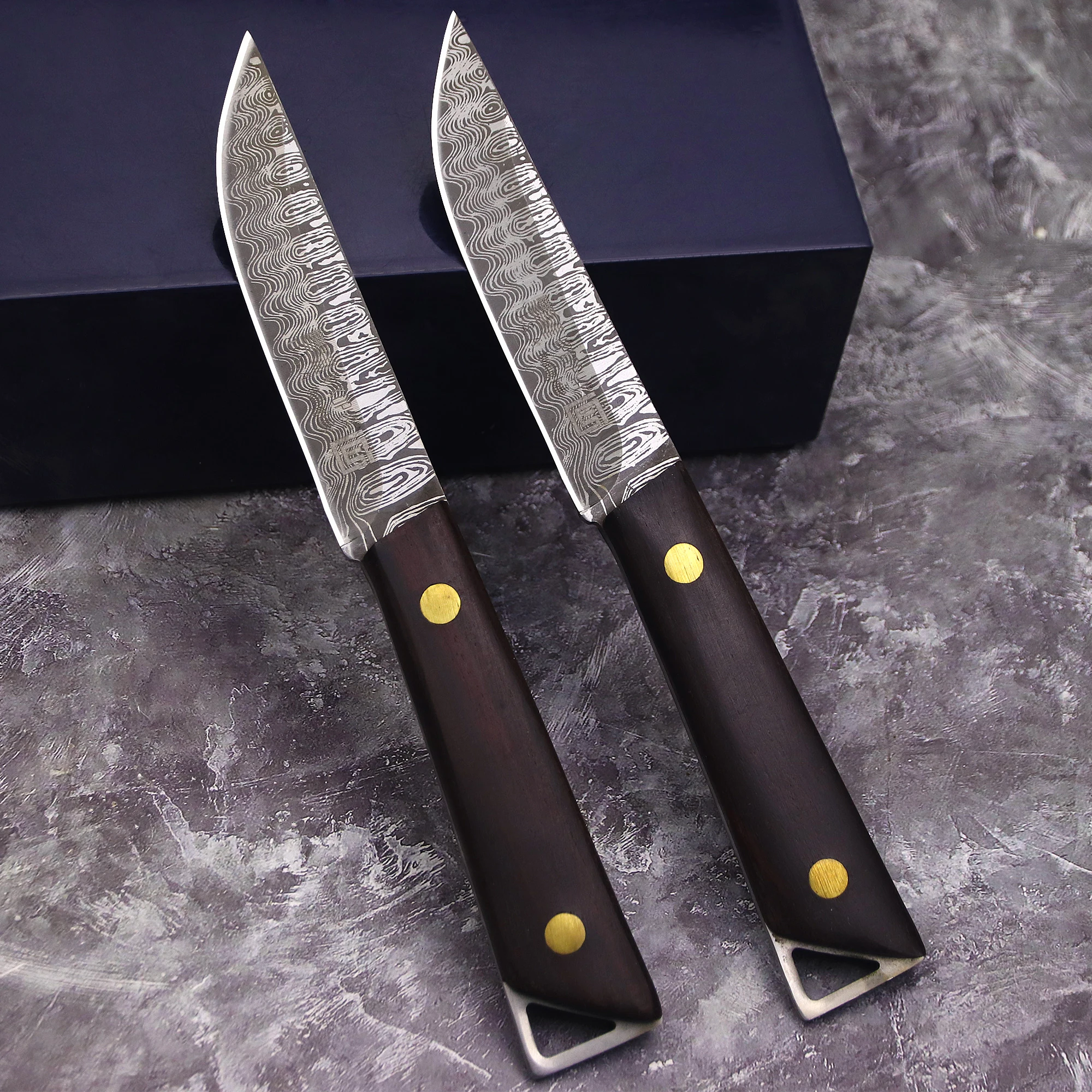WPKOPYA USA 420C steel (Damascus pattern) Outdoor knife + sheath, camping knife, hunting knife, EDC knife view 2