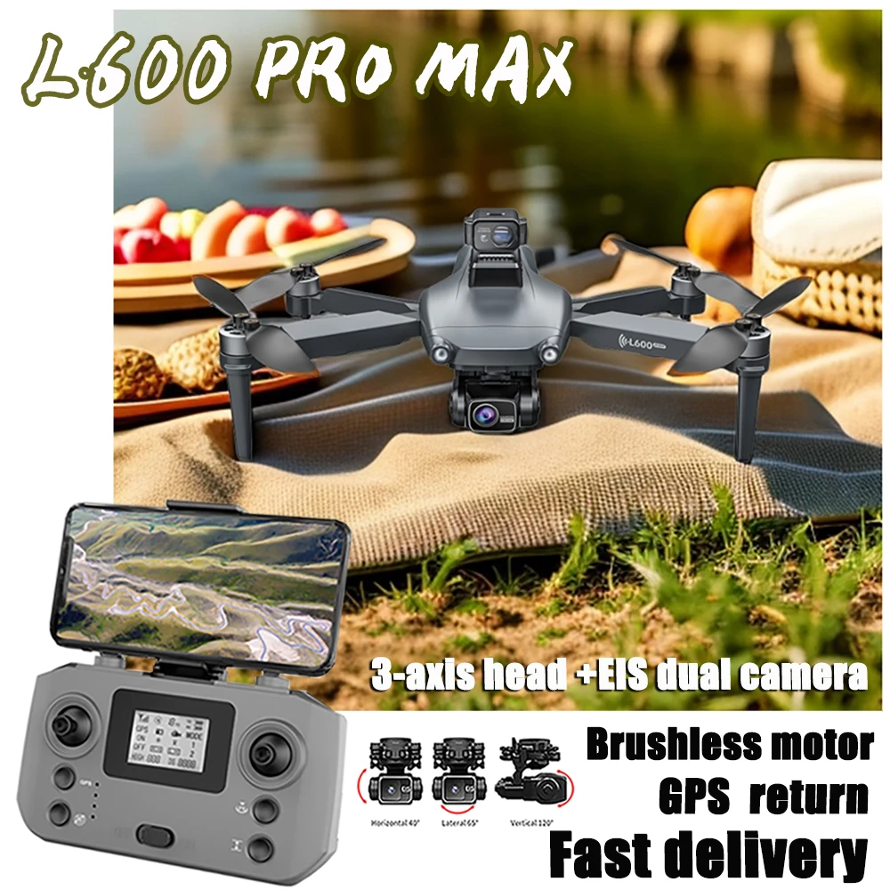 LYZRC L600 PRO MAX GPS Profesjonalny dron 3-osiowy PTZ 8K HD Podwójny aparat 360 °   Unikanie przeszkód Bezszczotkowe zabawki quadkoptera 5G FPV