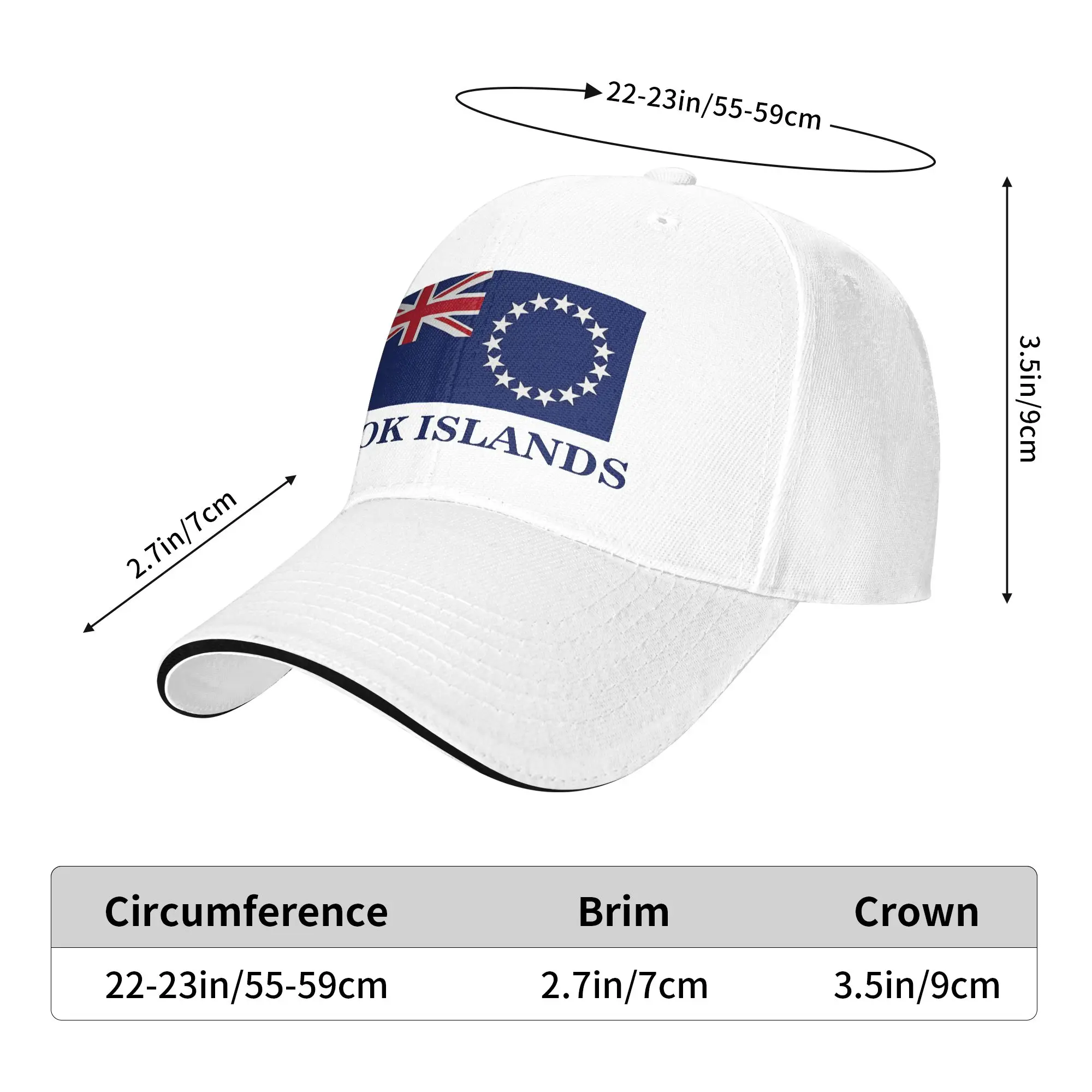 Summer Cook Islands Flag Baseball Cap  Outdoor Gym Fitted Retro Design Sun Trucker Hat Unisex-Teens Breathable Baseball Caps