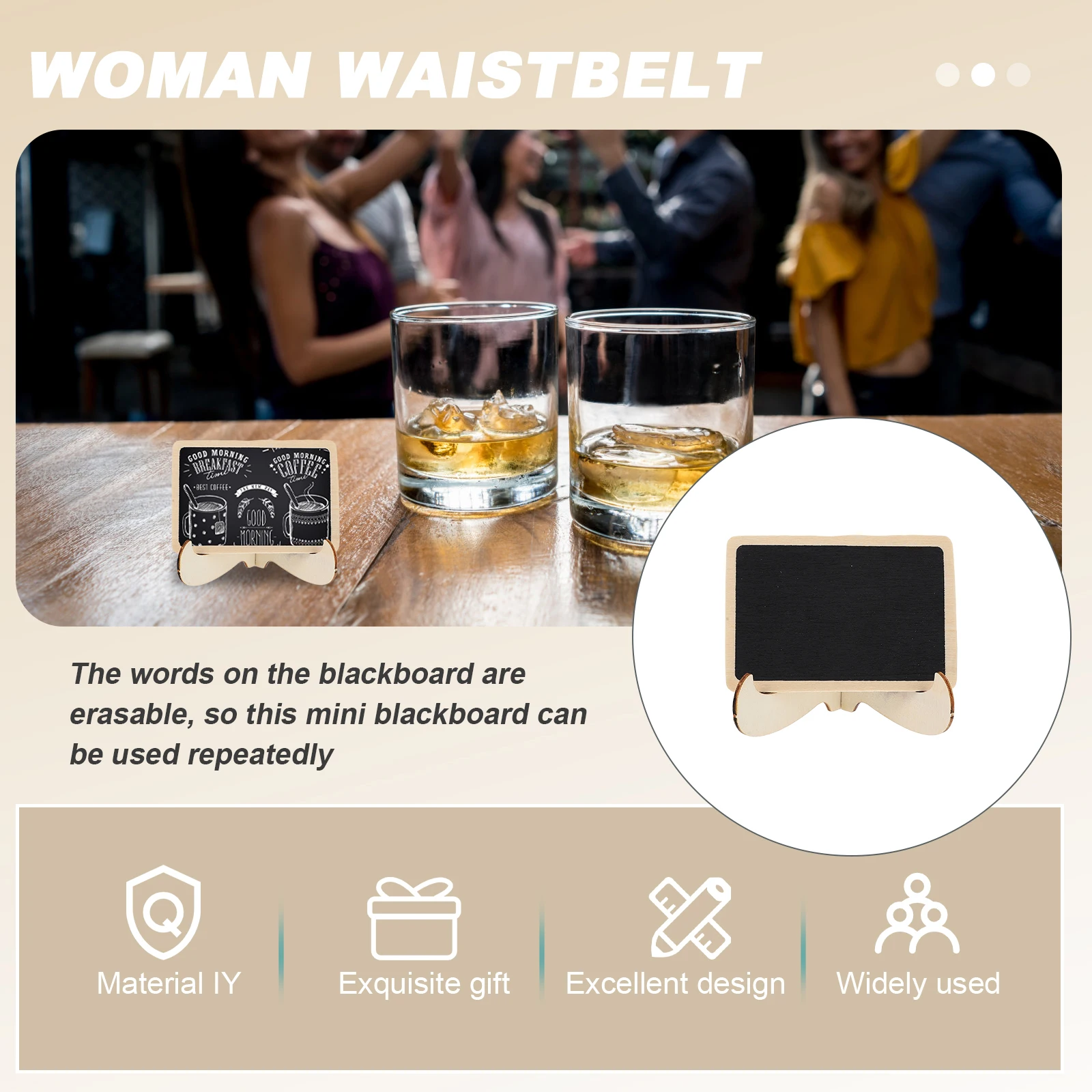 10Pcs Message Blackboard Mini Chalkboard for Desktop Use Reusable Erasable Writing Board Wooden Decorative Sign for Home Office