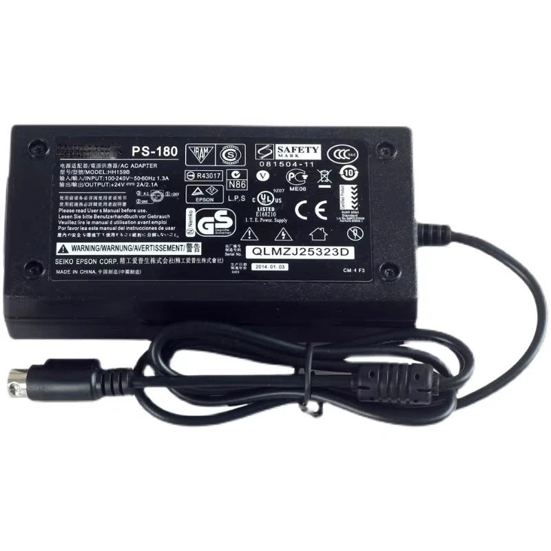 

Genuine Switching Power Adapter Charger for Epson TM PRINTER Power Supply PS-180 HH159B M159A M159D M159B 3 Pin 50.4W 24V 2.1A