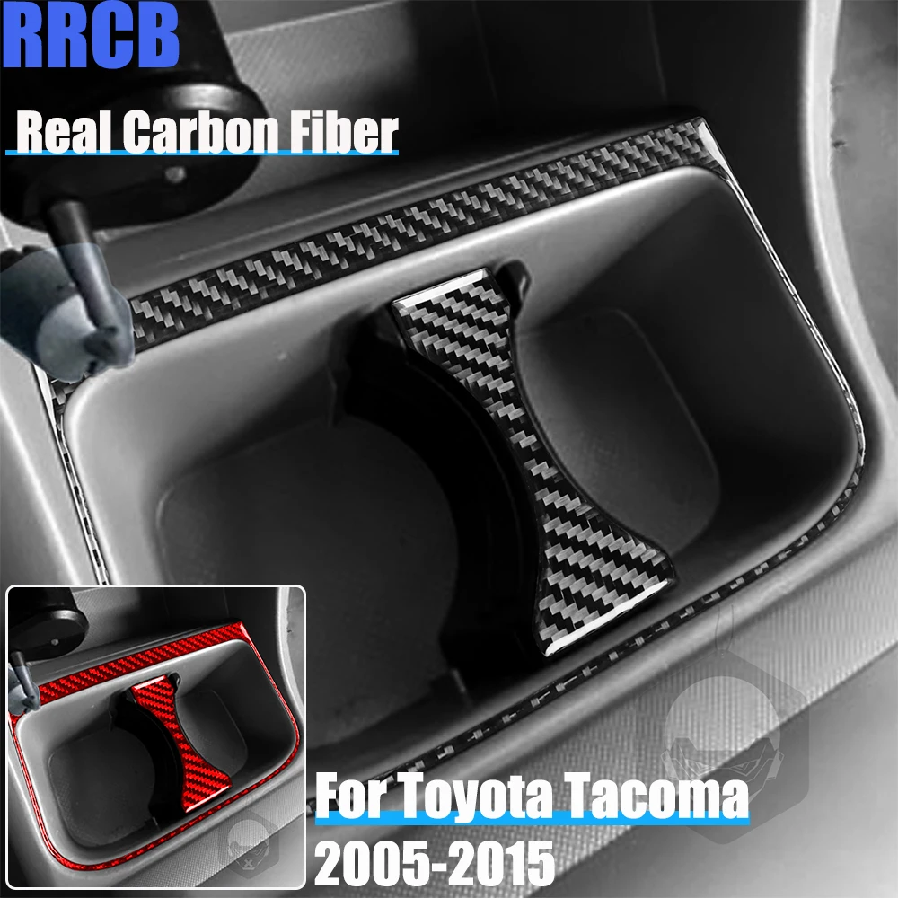 

Real Carbon Fiber Car Accessories Center Cosole Storage Set Decorative Trim Soft Cover Sticker For Toyota Tacoma 2005-2015