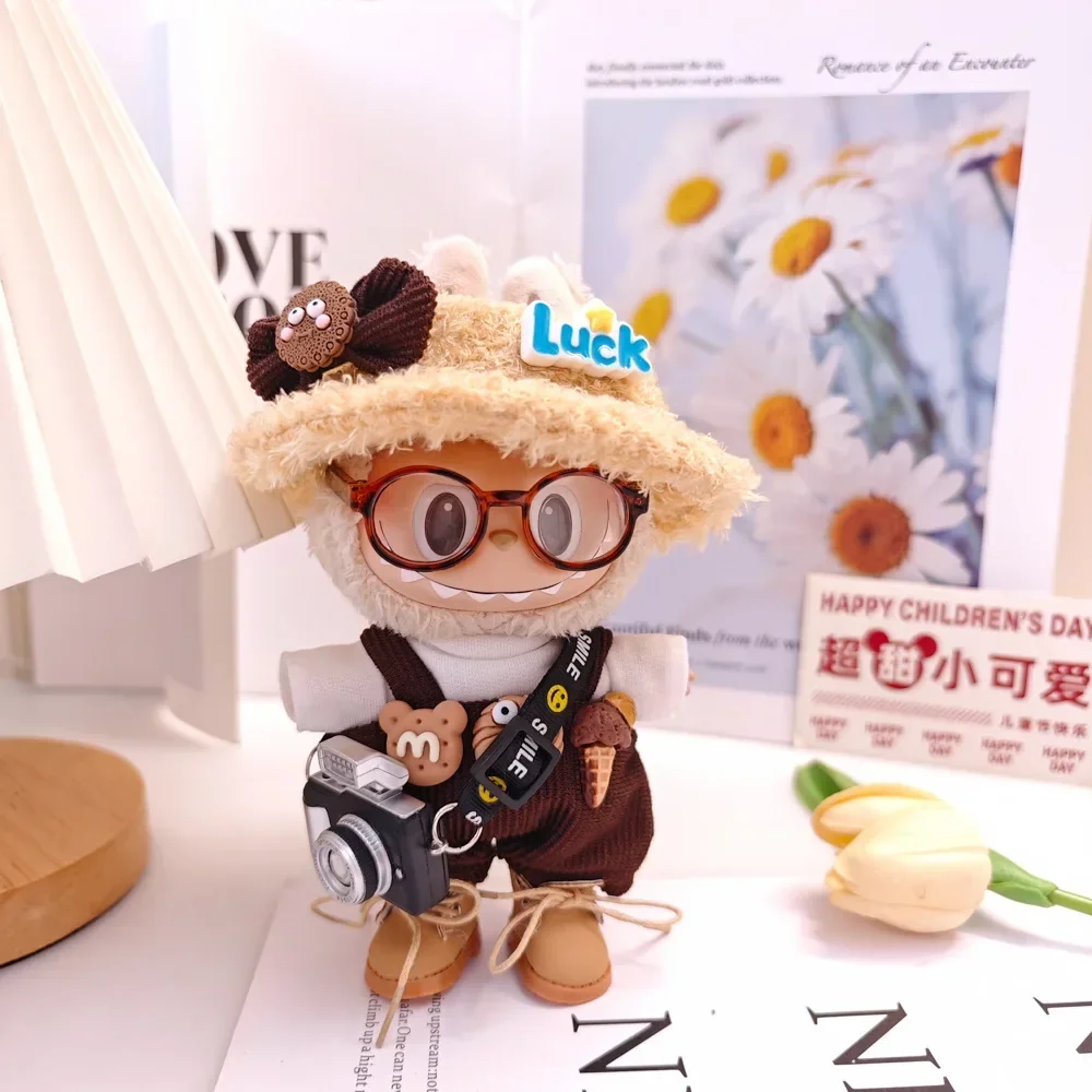 Mini ropa de muñeca de peluche, accesorios de atuendo para Corea, Kpop Exo Labubu V1 V2, muñecas Idol, conjunto de sombrero para fiesta de ensueño, ropa