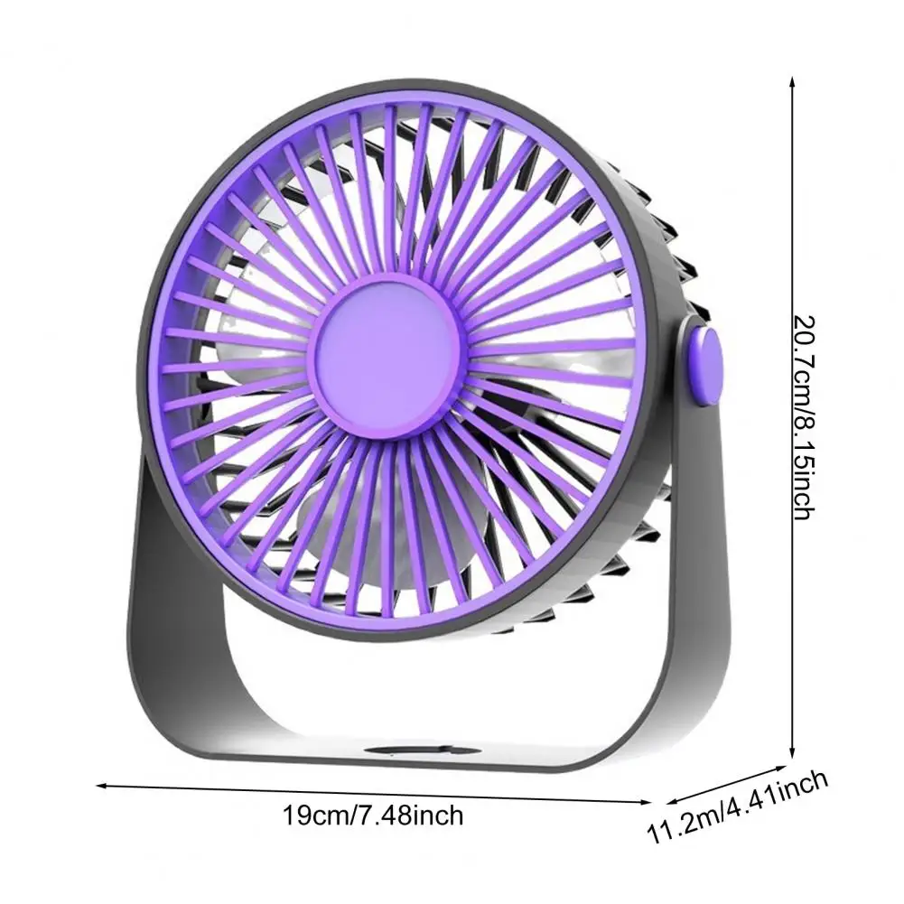 

USB Desk Fan 5 Gears Wind Speed Portable Table Fan with 3 Color LED Lights Rechargeable Quiet Small Fan for Office Desktop Cooli