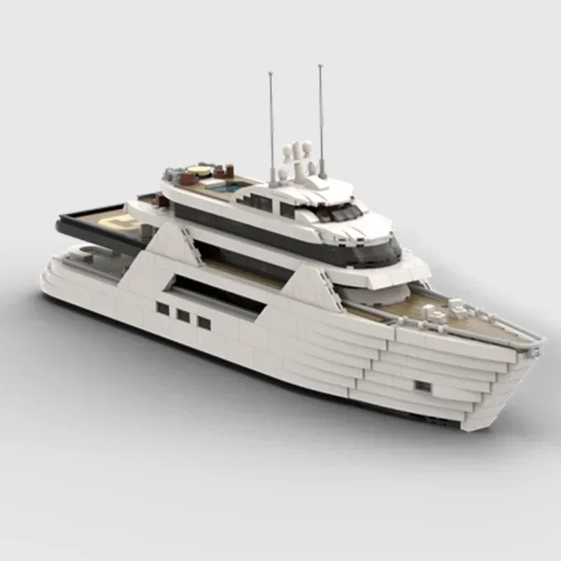 Bloques de construcción Moc, modelo de barco de transporte militar, tecnología Mega Yacht, bloques modulares, regalos, juguetes de Navidad, conjuntos DIY de montaje