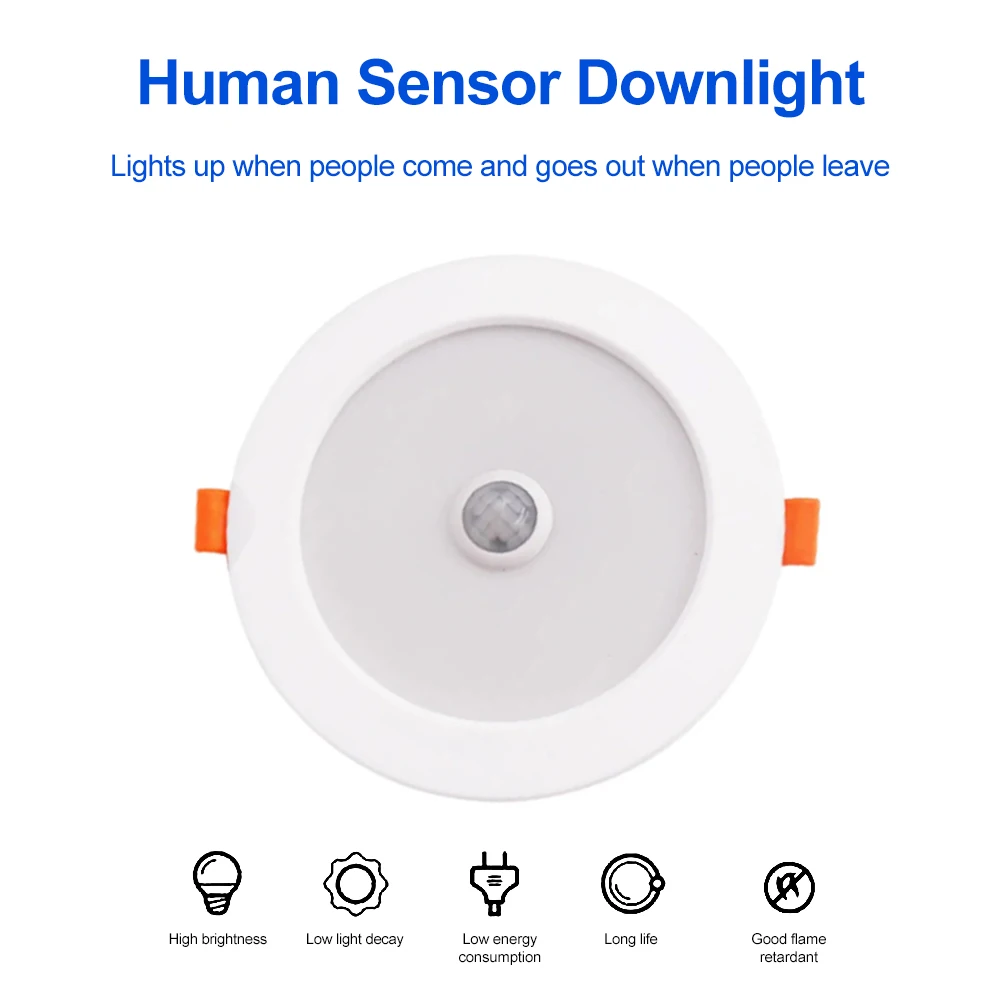 Faretto da incasso a LED sensore di movimento PIR lampada da soffitto a LED faretto da incasso 5W 7W 9W 12W 220V faretto da incasso a Led Smart Spot
