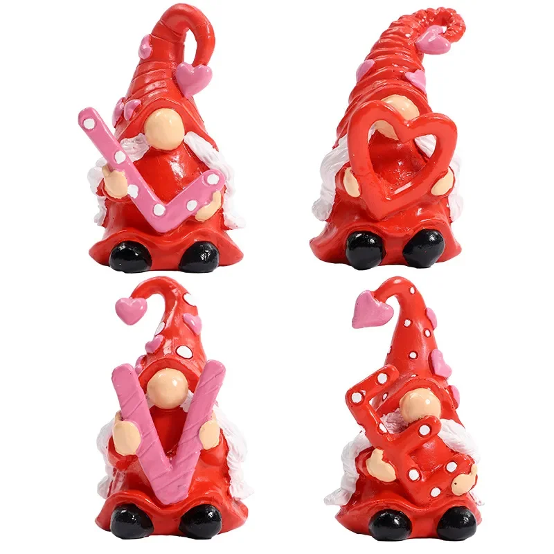4Pcs Resin Gnome Figurines Set Romantic Tabletop Decor for Wedding Party Home Shelf Ornament Gift