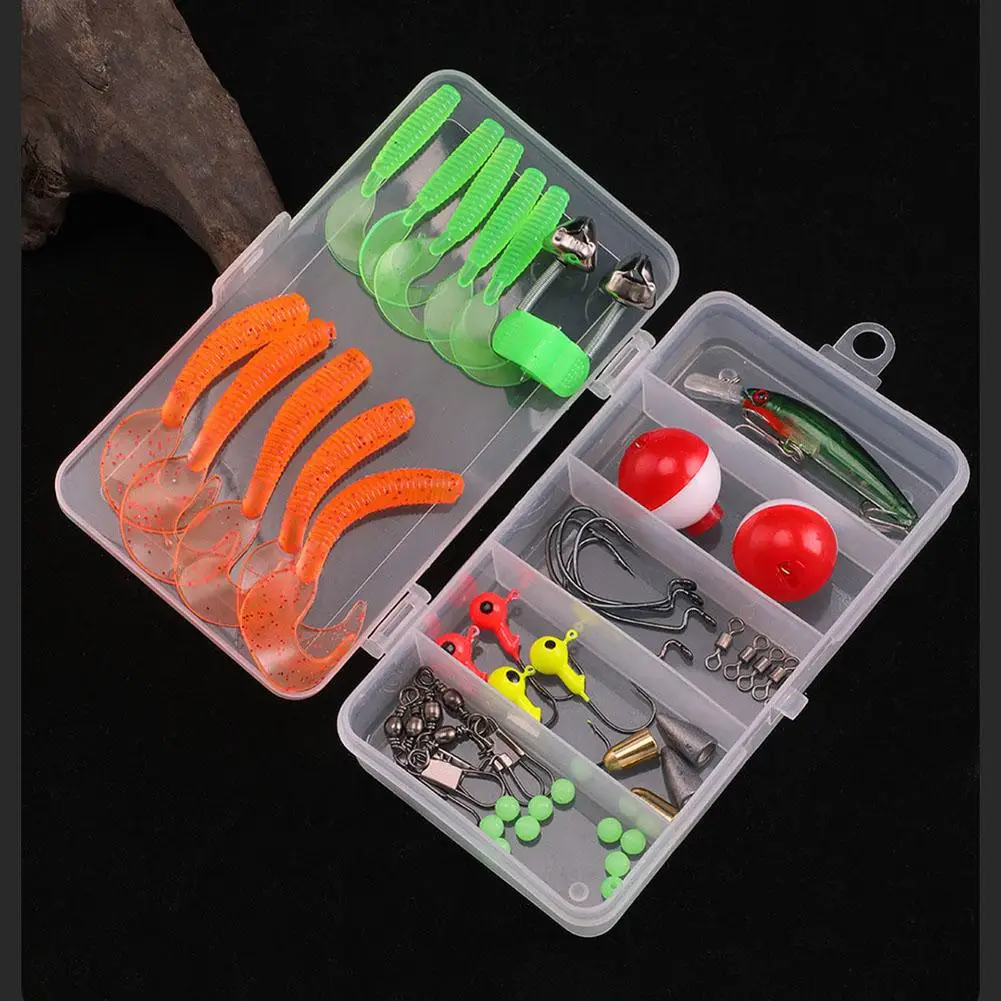 46pcs Fishing Lures Baits Tackle Kit Fishing Accessories With Storage Box Suitable For Freshwater Saltwater