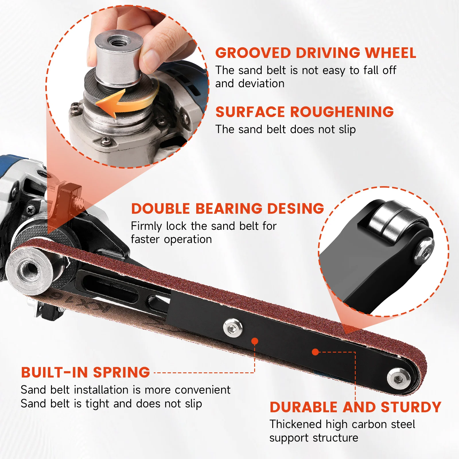 Belt Sander Bracket Belt Sander Adapter 6/10pcs Sanding Belt For 100/115/125 Angle Grinder For Wood/Metal Grinding Polishing