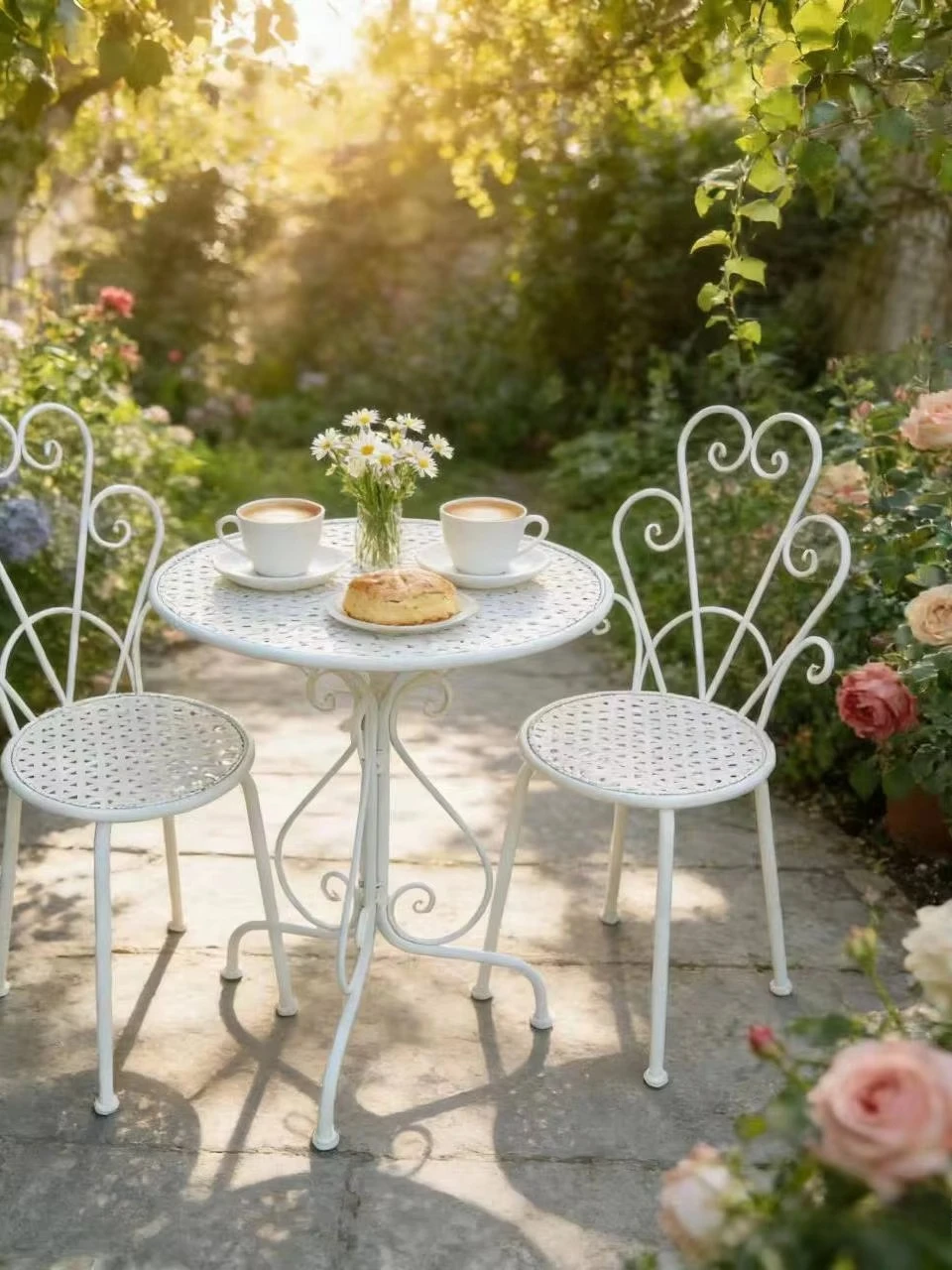 & Wrought-Iron Nordic Outdoor Table and Chair Sets for Balcony Garden Courtyard & Photography-Disassembled