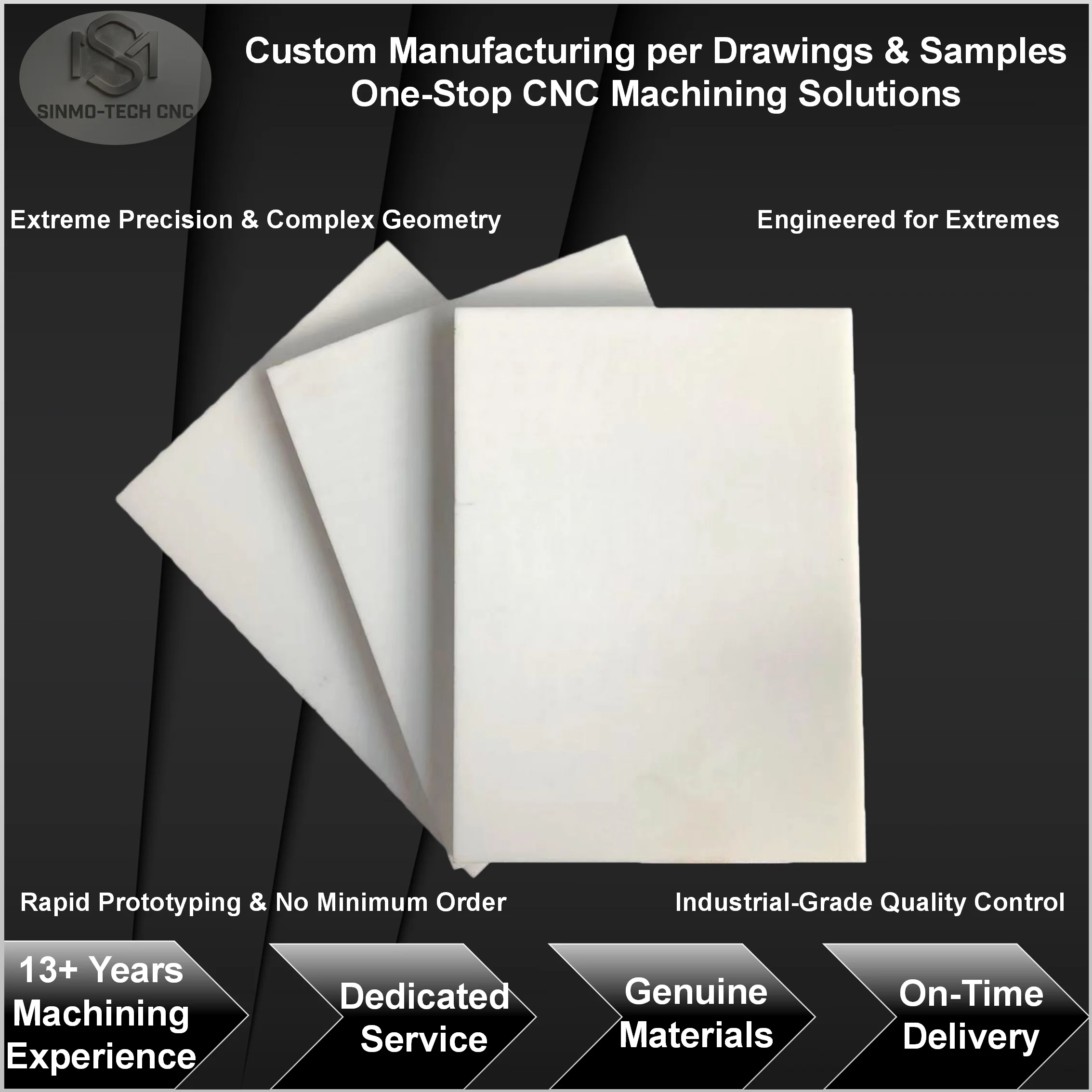 Custom Ceramic Machining Service 99% Alumina Zirconia AlN SiC Insulating Parts CNC Grinding High Temp Resistant Custom With CAD
