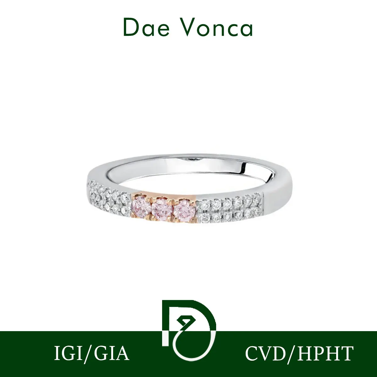

PT950/14K/18K Rose & White Gold Wedding Band Pink & White Round Lab Grown Diamonds DE Color VS+ Clarity Genuine Diamond Ring