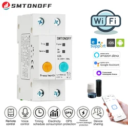 SMTONOFF Ewelink WIFI Contatore di energia intelligente Kwh Monitoraggio della misurazione Protezione dalle perdite Relè timer con telecomando per Smart Home