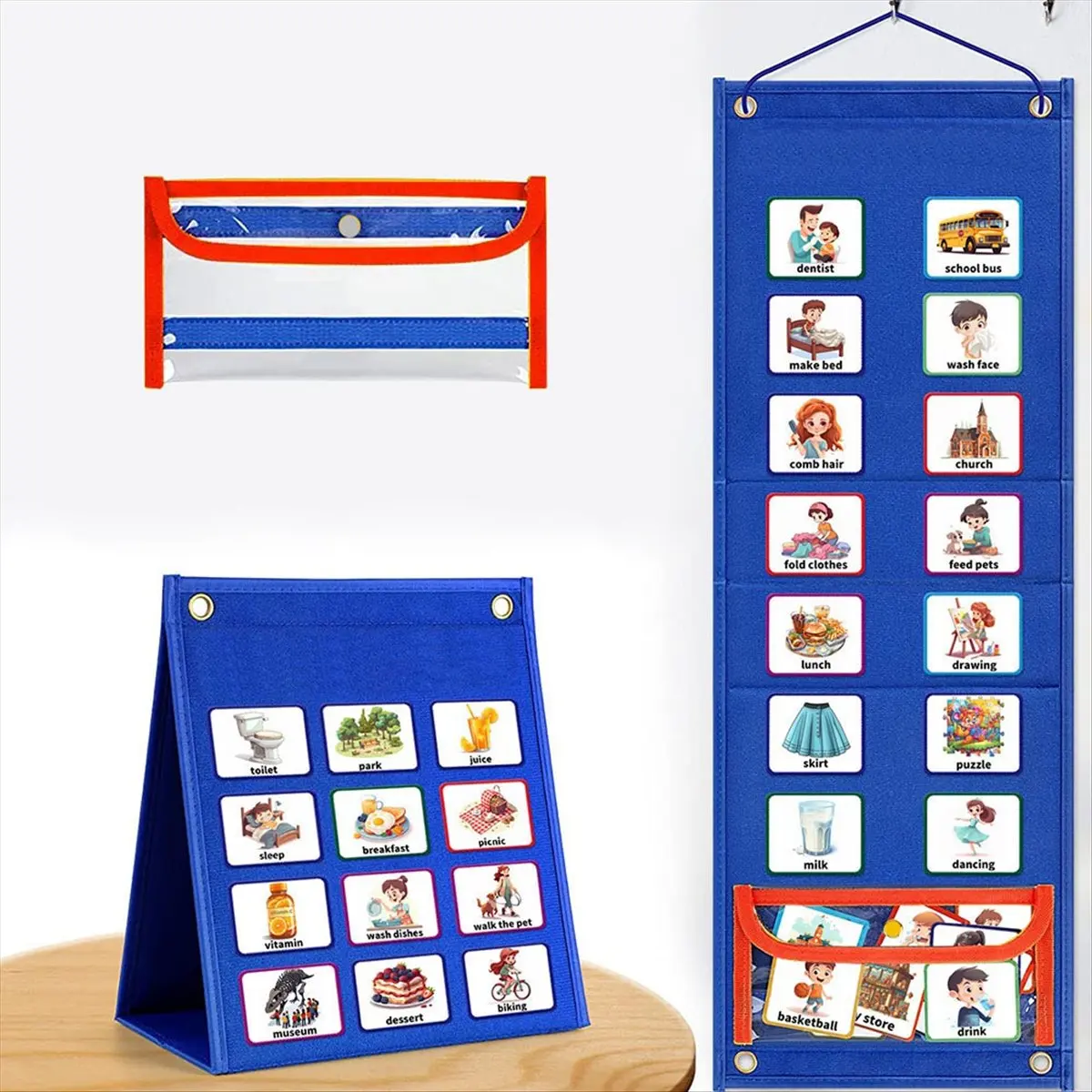 ABYA Visual Schedule for Kids Chore Chart, Daily Schedule Board Routine Pocket Chart Cards, for Home School with 96 Cards