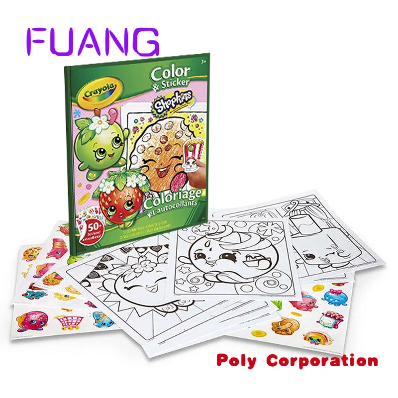 Custom  Custom Baby Artist Black Fashion Erasable Coloring Books Sticker For Adults A4 Crayon Printing Service