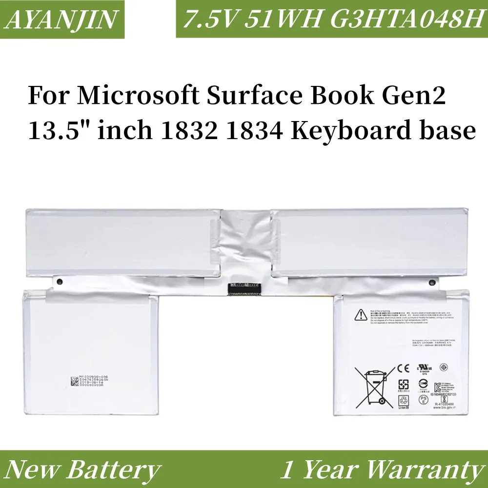 G3HTA048H 7.5V 51WH Keyboard Battery For Microsoft Surface Book Gen2 13.5