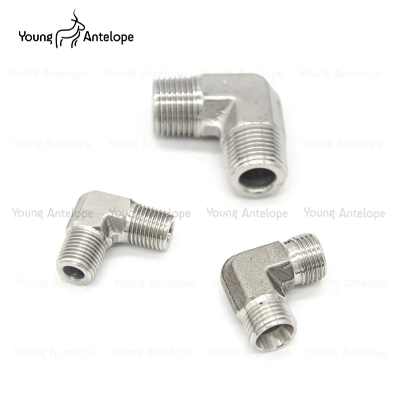 304 Stainless Steel BSP Male Thread Right Angle Elbow Transition Hydraulic 90 Degree Joint Reducer Outer Wire 1/8