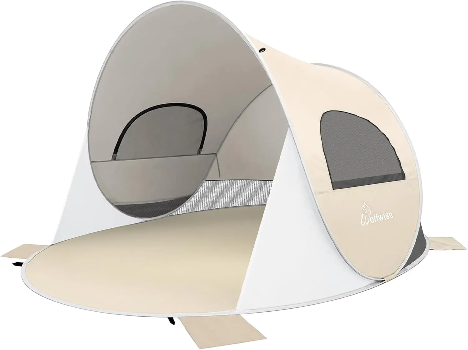 Pop-Up Beach Tent Sun Shelter with UPF 50+ UV Protection, Instant Pop-Up Canopy for 6 People, Portable and Foldable with Carry Bag, 102 x 79 x 57 Inches, Beige