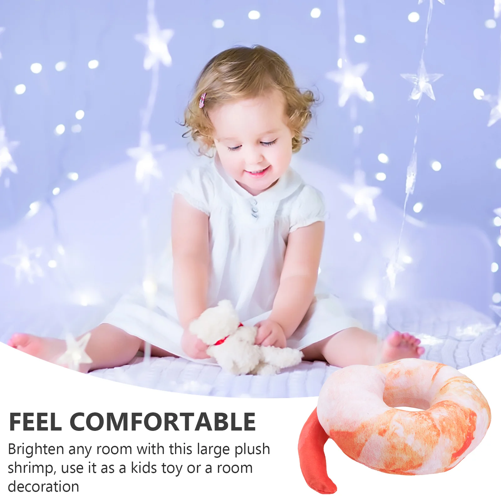 Childrens Toys Realistic Shrimp Plush Cushion Pillow Food Stuffed Animal Travel