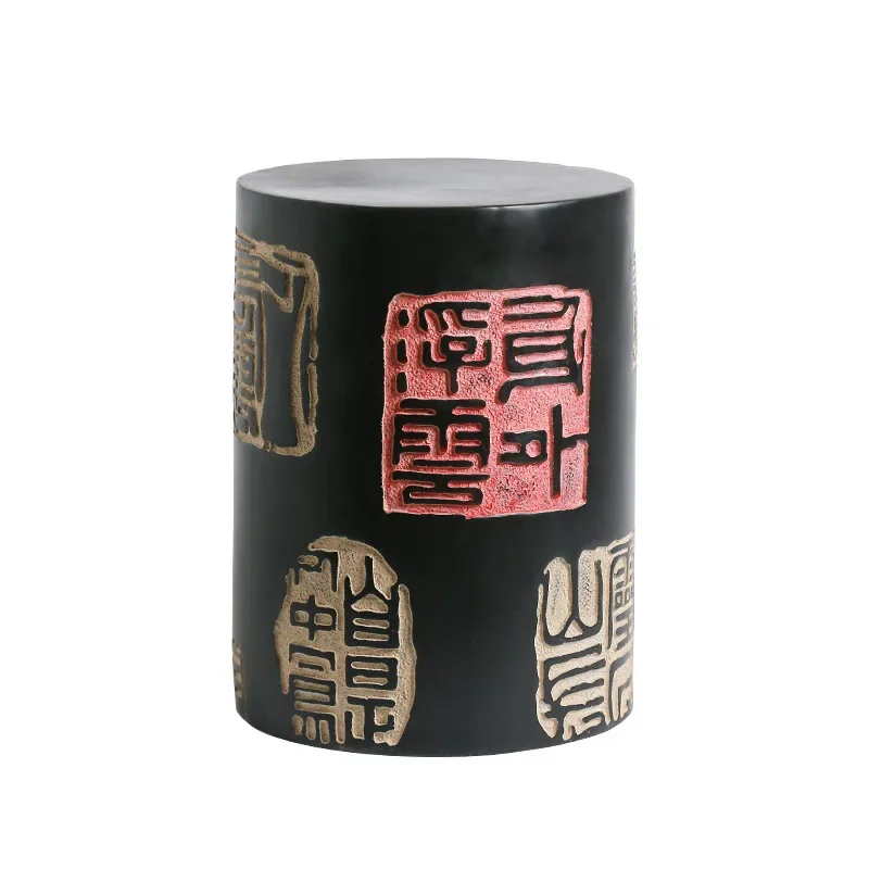 

round Stool Drum Stool Household Small Low Stool Carved Shoe Changing Stool Tea Table