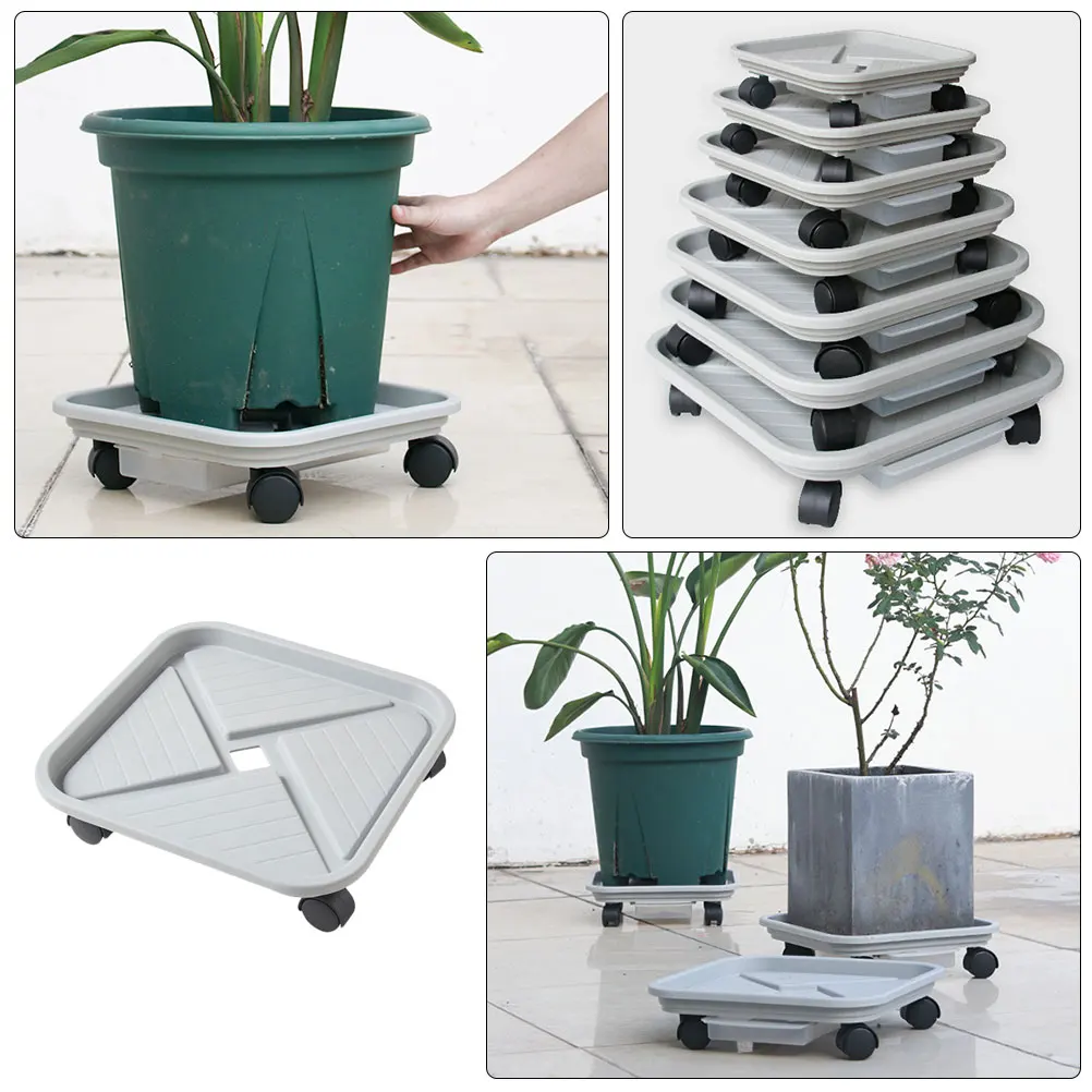 

Flower Pot Tray Plant Pots Indoor Rolling Planter St Movable Rack Base Thickened Plastic Grid Design Water Storage Box Shovel