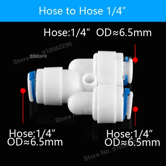 RO Water  Hose Connection Straight Elbow Tee Cross 1/4\