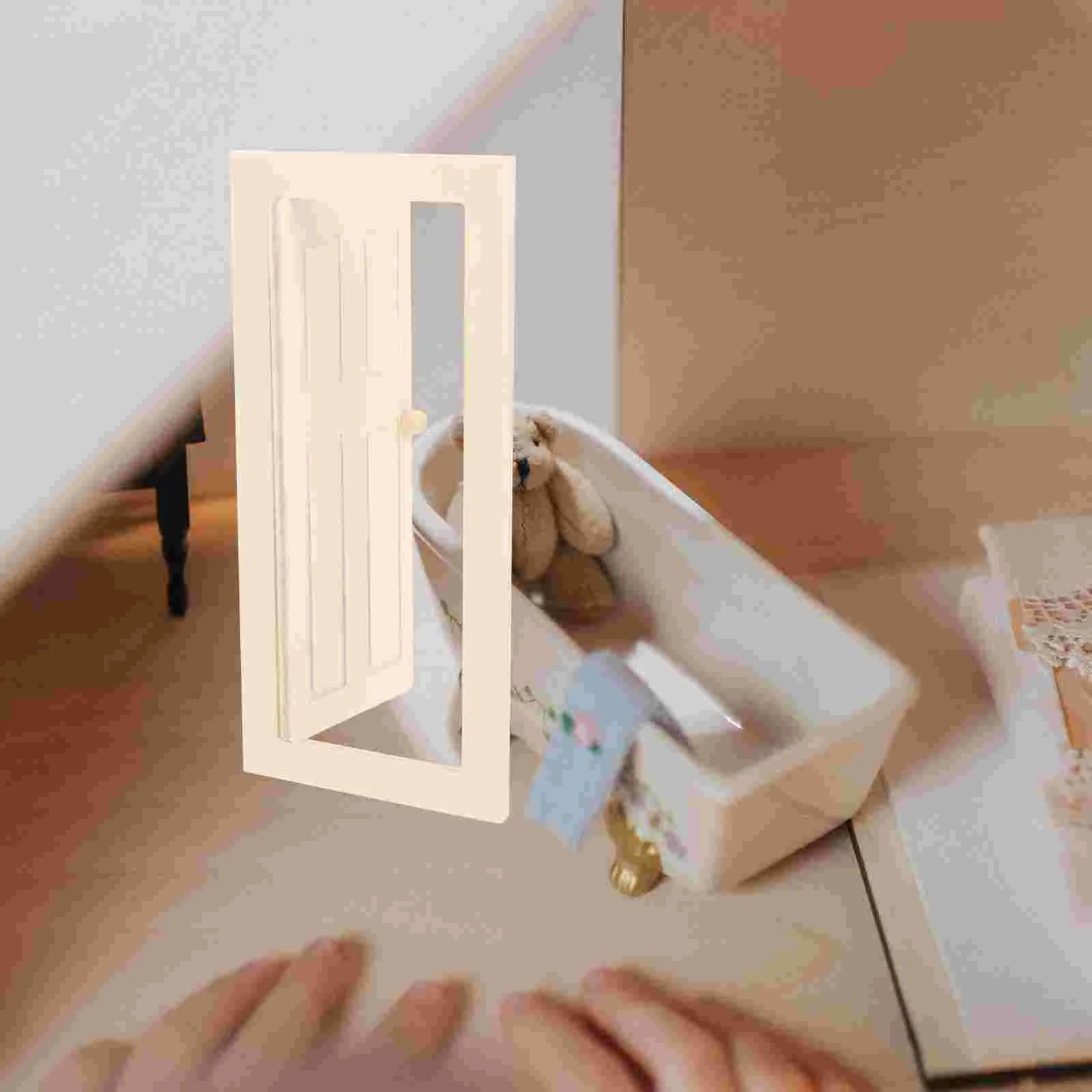 Decorate Furniture Wooden Door Miniatures Child DIY House Supplies Model Adornment Dollhouse Accessories Decors