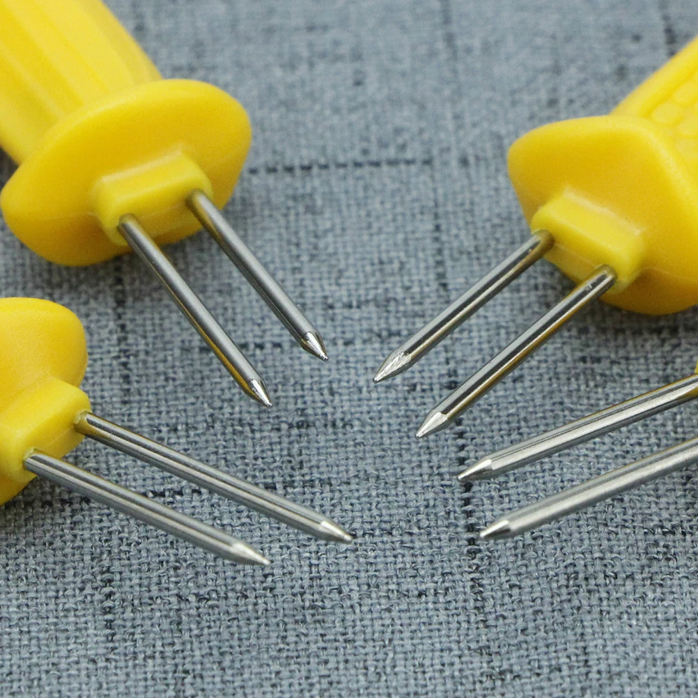 

50 Pcs BBQ Skewers Corn H Stainless Steel Reusable Camping Picnic Barbecue Forks Dishwasher Safe Eco Friendly Bright Yellow