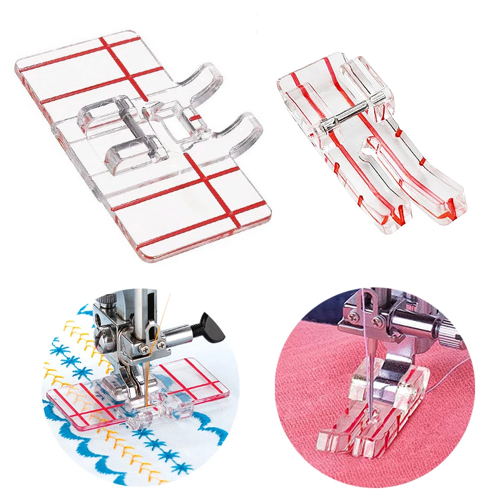 4 PCS 1/4 Inch Plastic Clear Parallel Stitch Presser Foot for Low Shank Janome Singer Juki Brother Sewing Machine Accessories ﻿