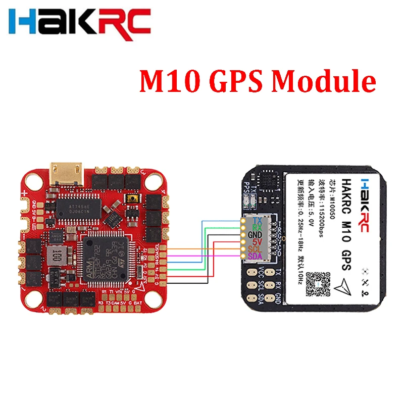 HAKRC M10 GPS Module with QMC5883 Compass Dual Protocol 5V Input 25x25mm for RC FPV Long Range Airplane