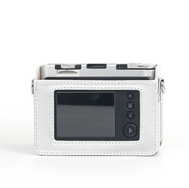 Suitable for Fujifilm Instax Mini Evo Silver White Camera Bag Pu Leather Vintage Camera Bag Digital Photography Leather Case