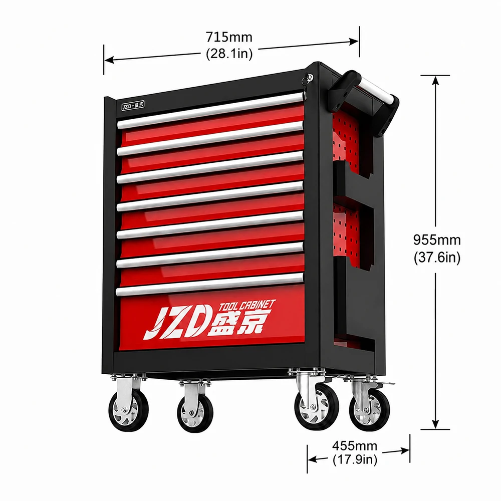 High Quality Modular Trolley Rolling Heavy Duty Steel Metal Storage Workshop Work Bench Roller Garage 7 Drawer Tool Cabinet
