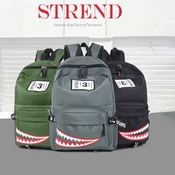 School bag men shark backpack students waterproof bookbag funny animal mouth printed schoolbags big capacity couple travel bags