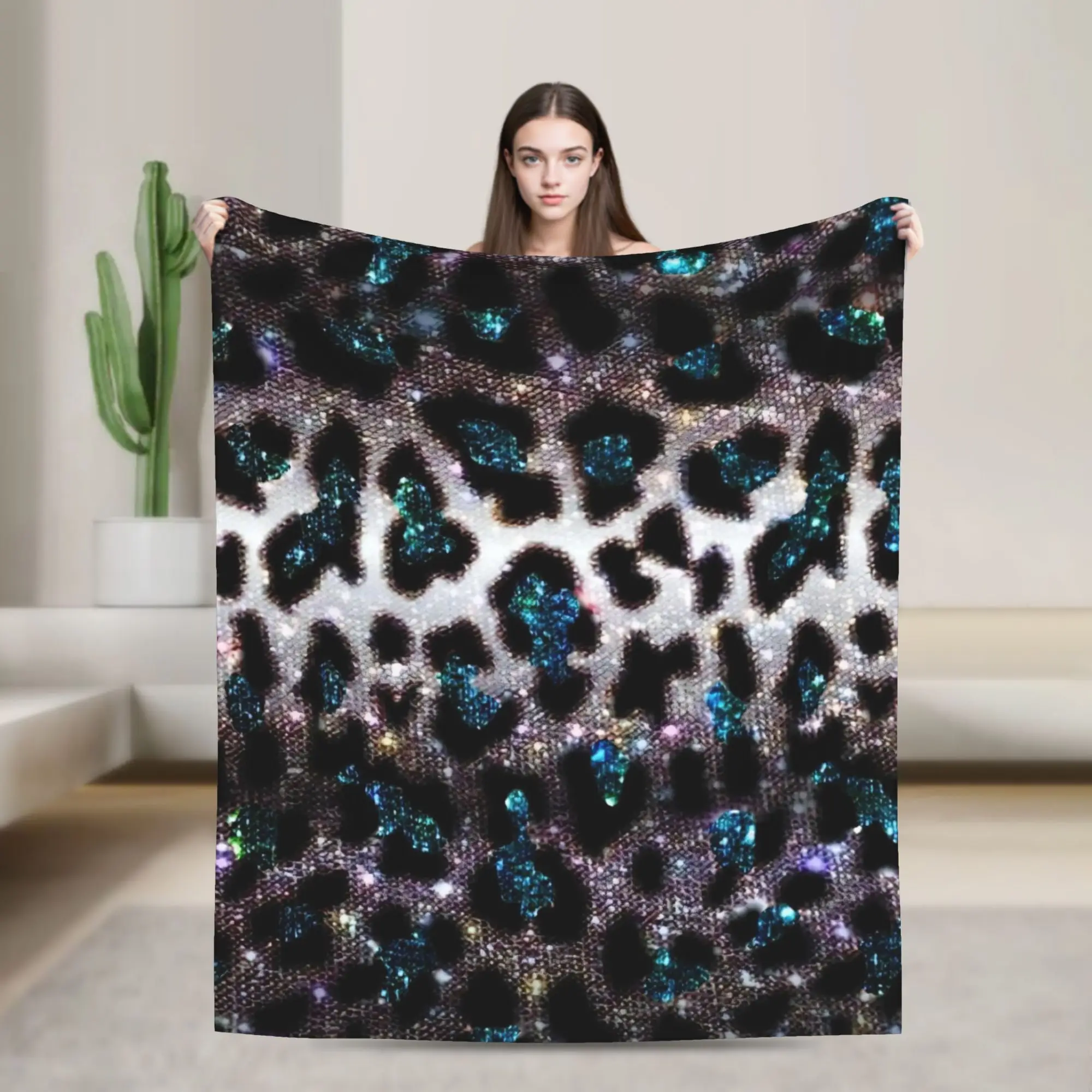 Leopard Blanket Wild Animal Retro Y2K Plush Awesome Warm Throw Blanket for Home Spring Autumn
