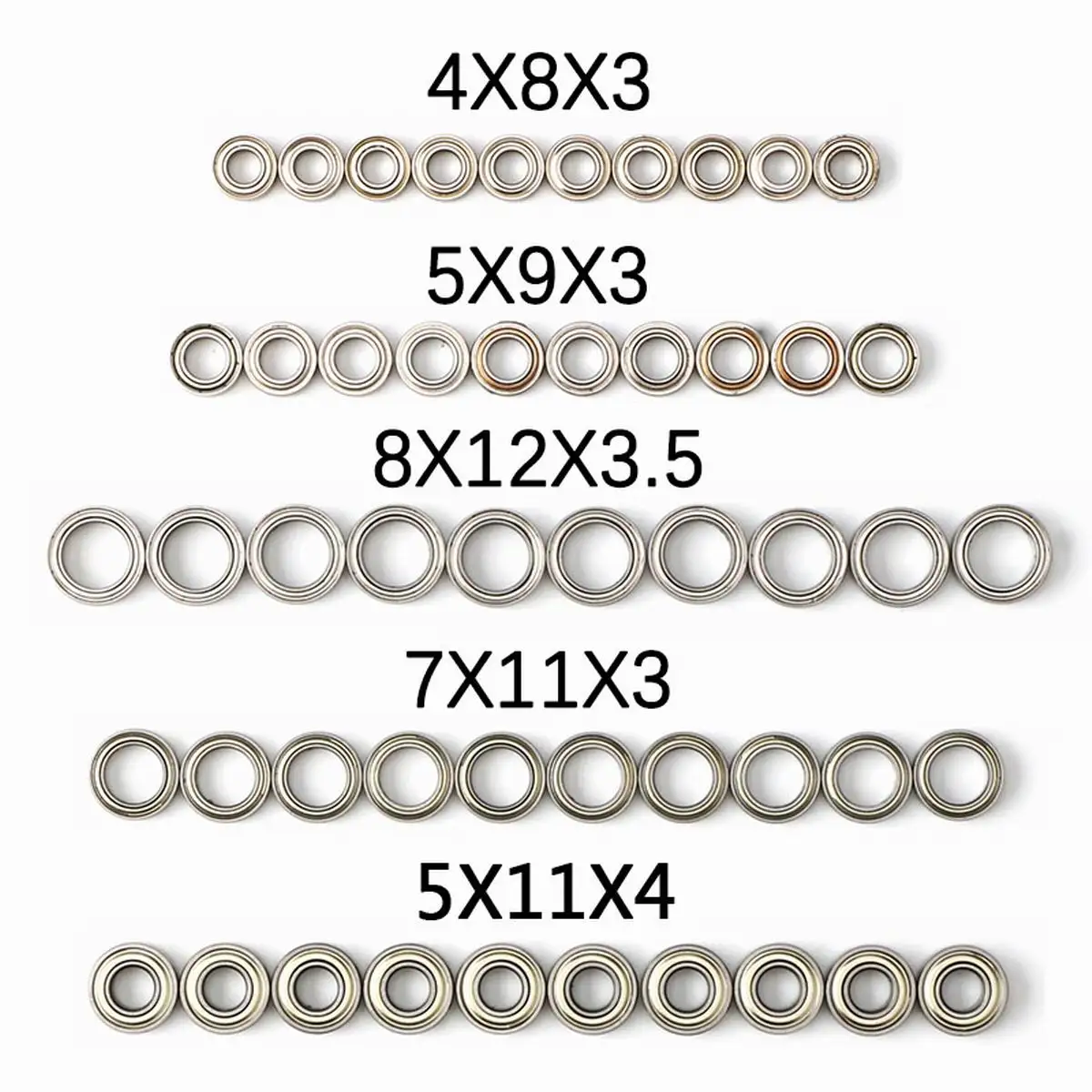 

10pcs Ball Bearing 5x11x4mm 9x5x3mm 8x12x3.5mm 7x11x3mm for 1/12 RC Toys Car Wltoys 12428 A959 Parts 0092 0093 0094 0095