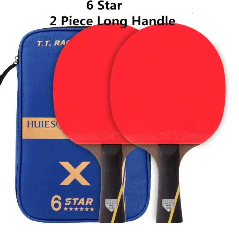 6 Star Carbon Table Tennis Super Powerful Ping Pong Raet Bat Training Racket Paddle Pimples in Rubber Carbon Fiber Blade