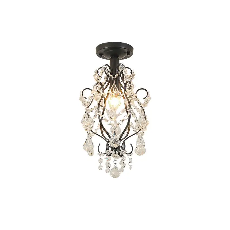 

French crystal lamp retro premium black porch balcony aisle corridor stairs entrance ceiling lamp
