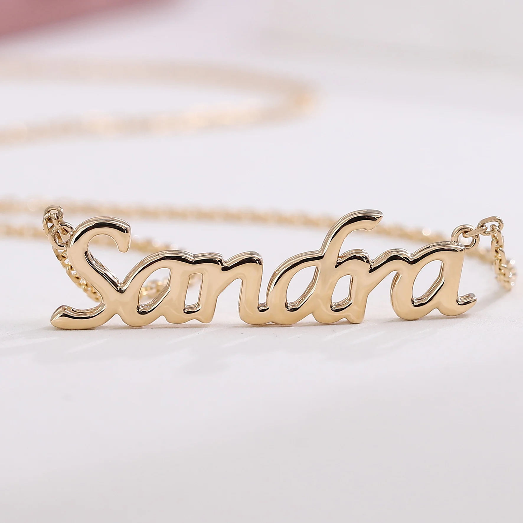 Provence DIY Letter Pendant Necklace 14K Solid Gold  Minimalist NameInitial Name Pendant Necklace Mini Personalized Custom