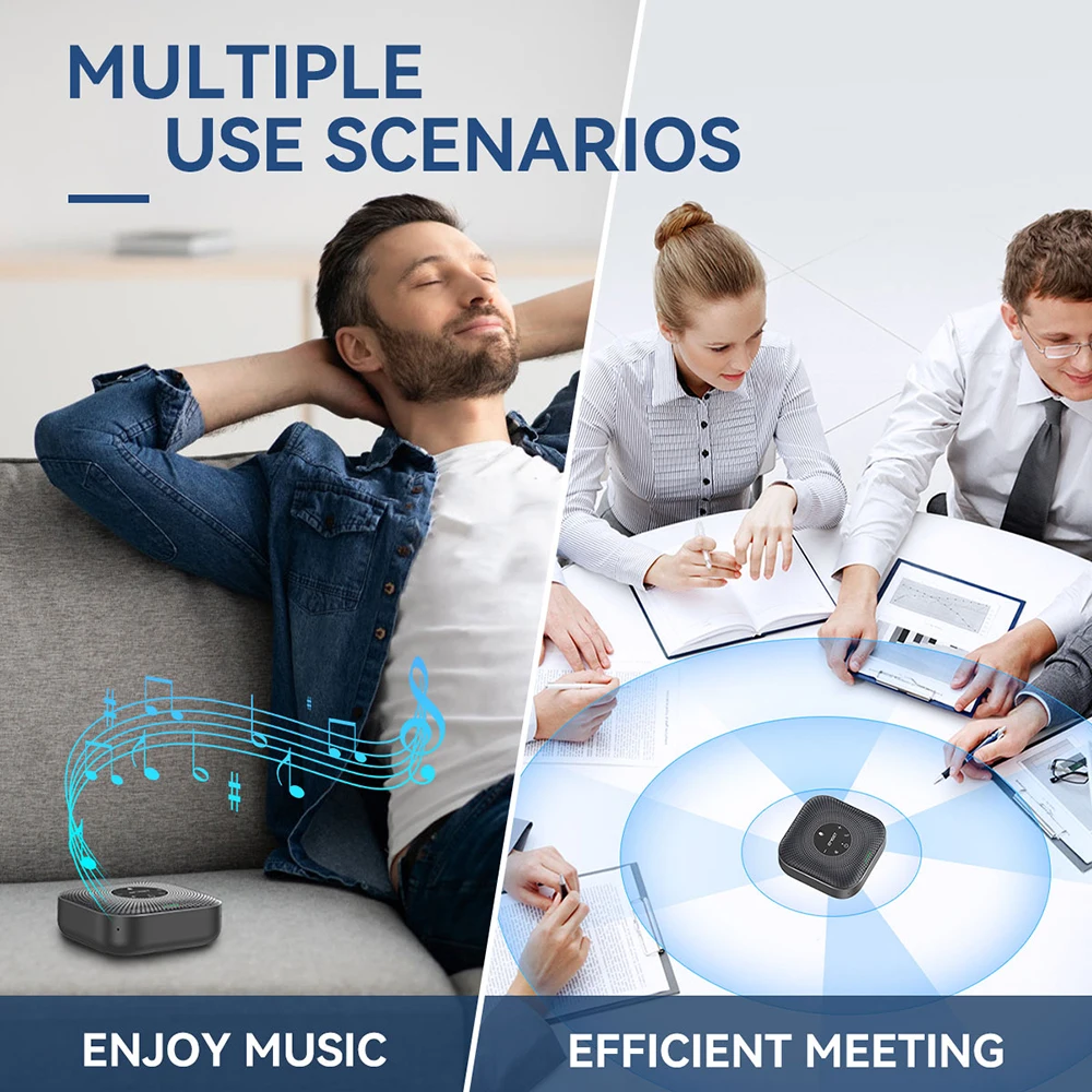 EMEET Kabelloser Konferenzlautsprecher 360 ° Sprachbesprechungsmikrofon mit 4 Geräuschunterdrückungsmikrofonen Bluetooth-Freisprecheinrichtung für das Büro – Detail 9