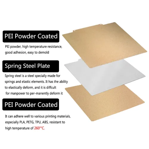 Imagen 2 del producto Hoja Pei 235x235 K1C Placa de construcción 220x220 Hoja de acero de resorte de doble cara Pei texturizada para Ender 3 Bambulab P1S CR20 Prusa mk4