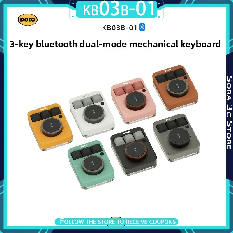

DOIO KB03B-01 Mechanical Keyboard Bluetooth Dual-mode Hot-swappable Aluminum Alloy Customize 3-key Designer Keyboard