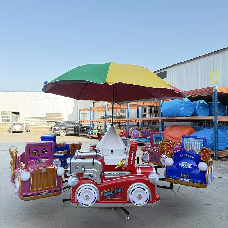 &For PVC 6 Seats Mini Merry-Go-Ride Horse Carousel for Kids Outdoor
