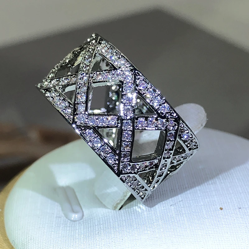 925 Sterling Silver High Quality Zircon Big Ring For Ladies Men\'s XV Letter Ring Wedding Party Jewelry Gift Wholesale