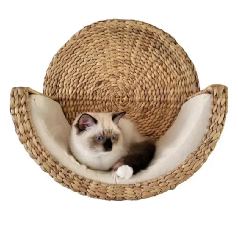 Best quality natural water hyacinth wall cat basket cat shelves hanging pet house handwoven in Vietnam