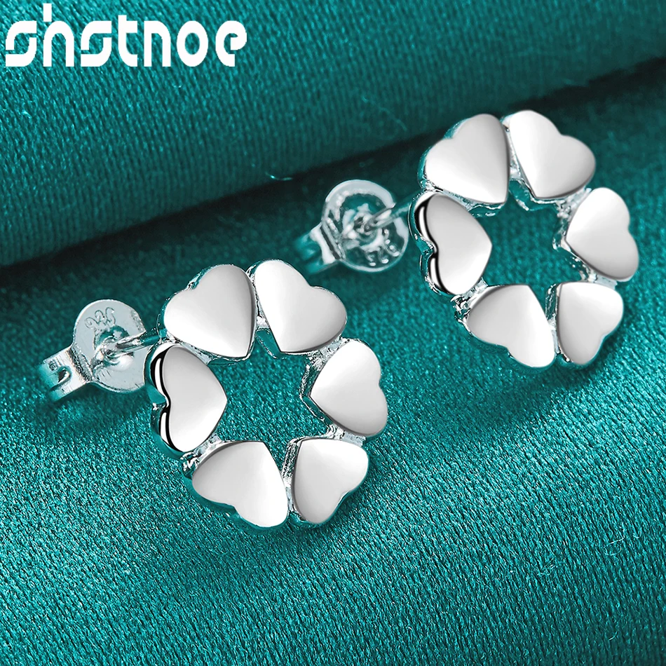925 Sterling Silver Jewelry Sets Fashion Series Hollow Flower Heart Pendant Necklace Earring For Woman Bridal Wedding Birthday
