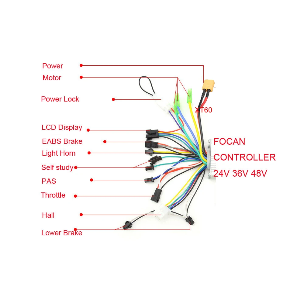 Controlador de Motor de CC sin escobillas XT60 con interruptor de aceleración LCD para patinete eléctrico y bicicleta eléctrica, 24V, 36V, 48V,