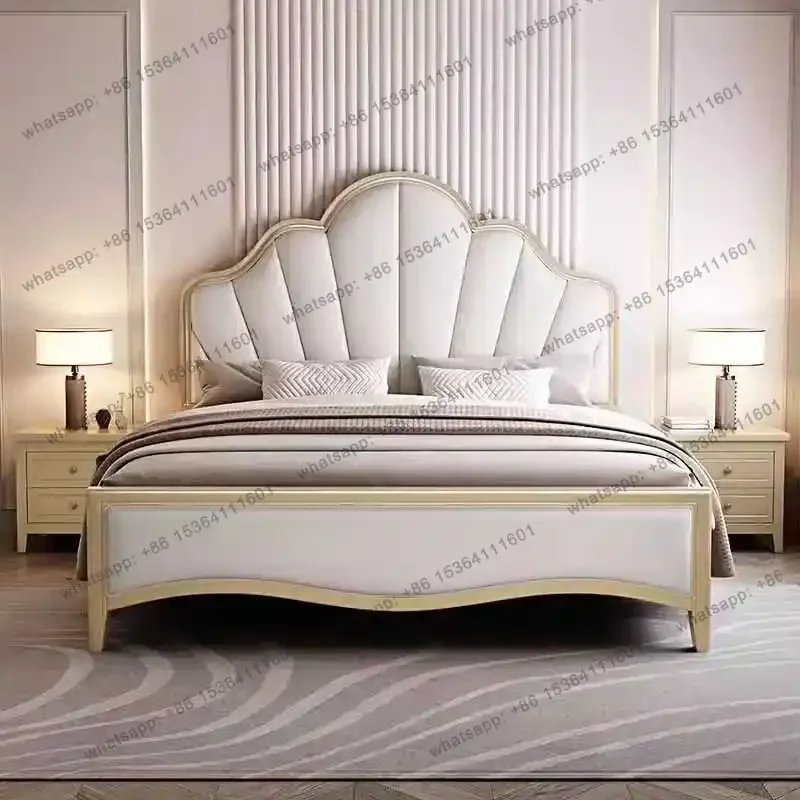 LJY Fashionable Confortable Bed Apartment Design Light Luxury Vintage Create Bed Unique Light Luxury Organizer Cama Casal Furnit