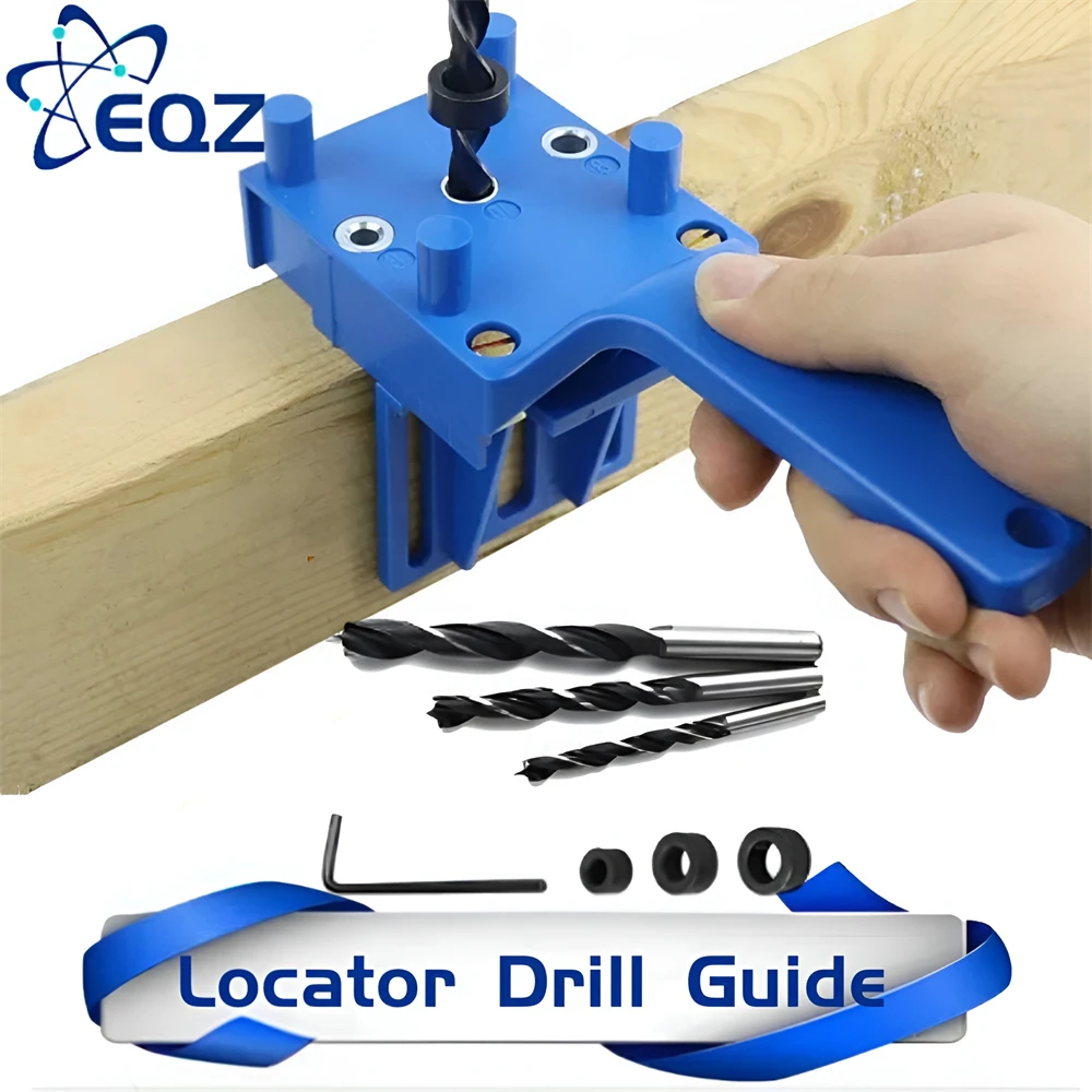 Wood Doweling Jig Punch Locator Drill Guide Handheld Woodworking Pocket Hole Jig Kit Drill Hole Puncher for Wood Dowel Joints